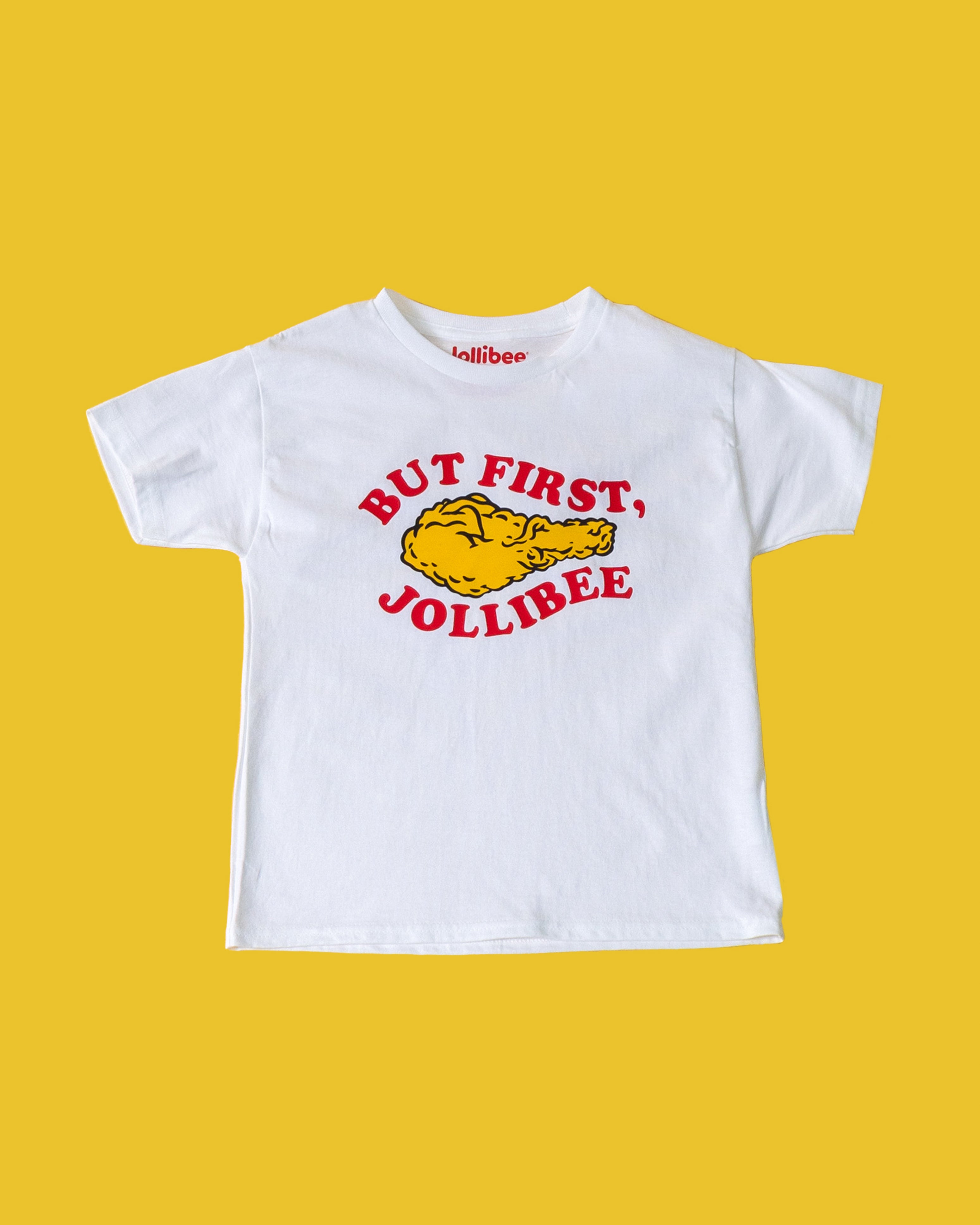 But First Jollibee kid shirt flatlay