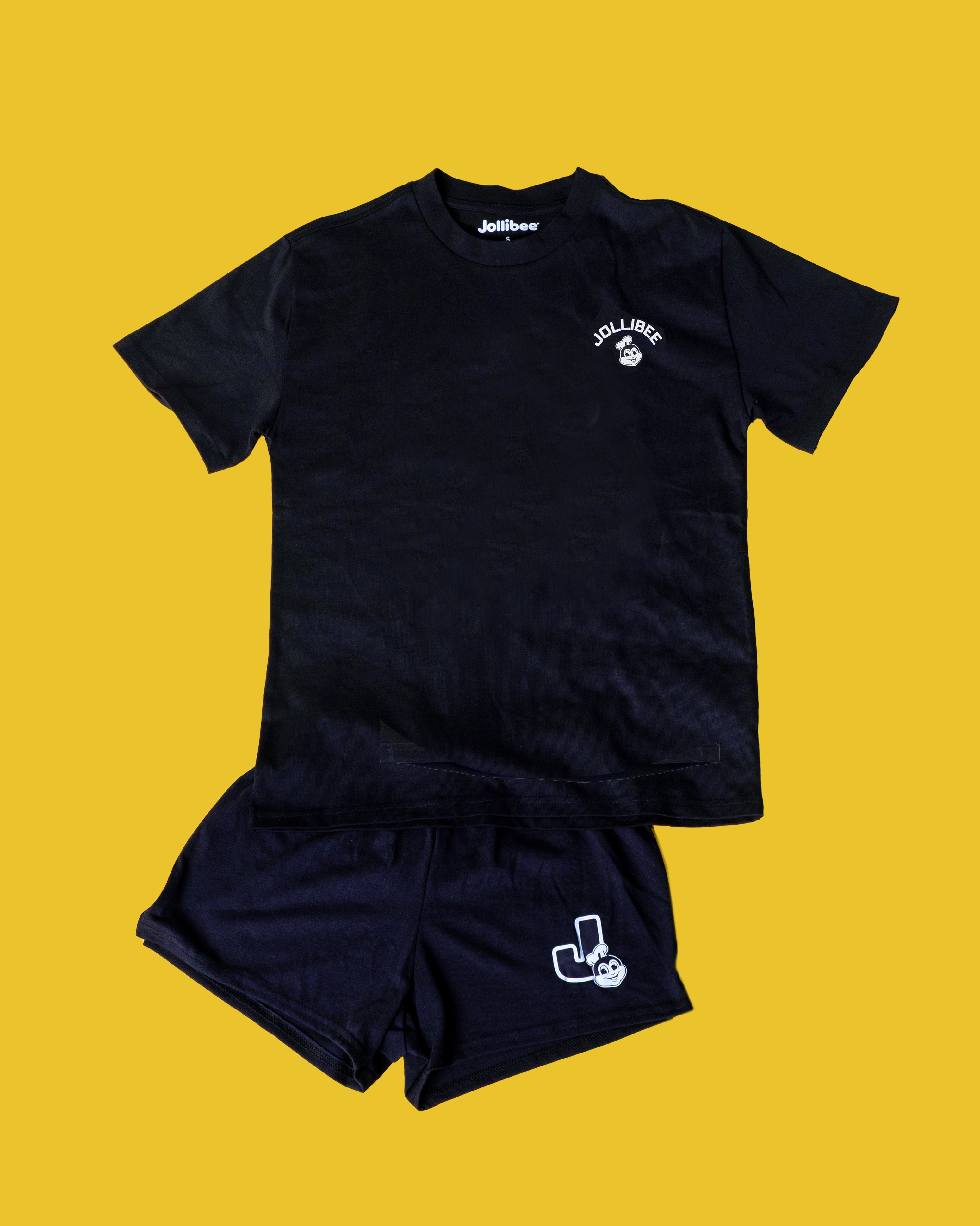 Jollibee merch all black coord set flatlay