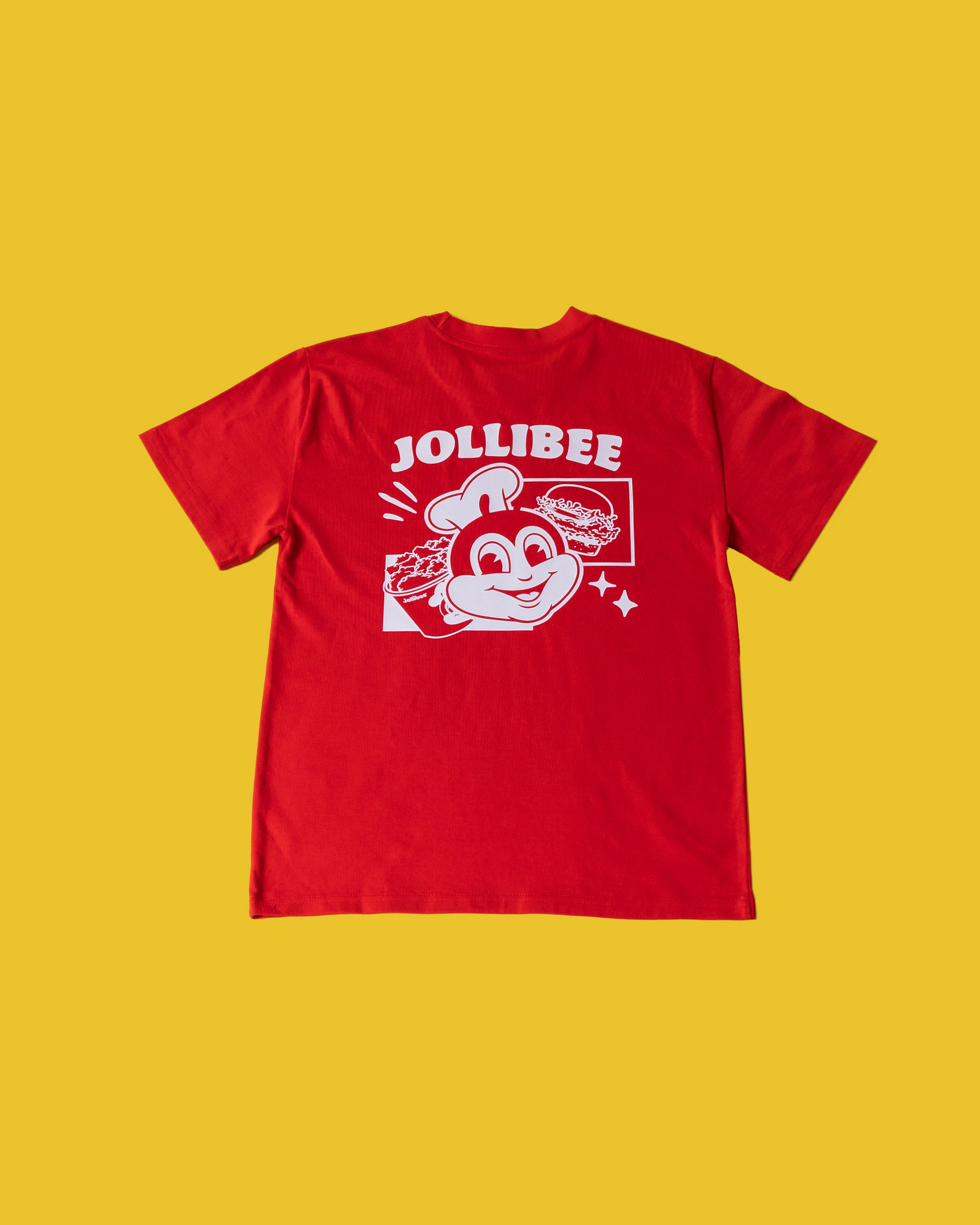 Jollibee merch retro red t-shirt flatlay