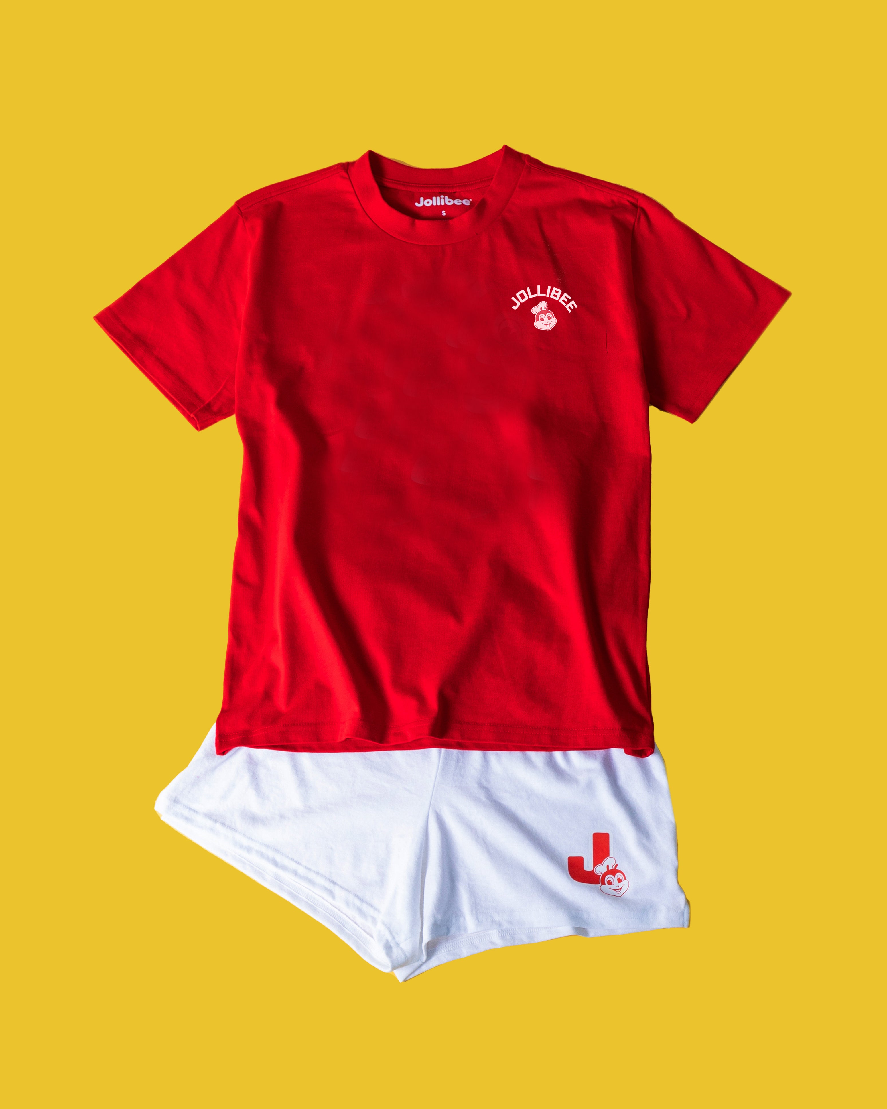 Jollibee red and white coord set flatlay